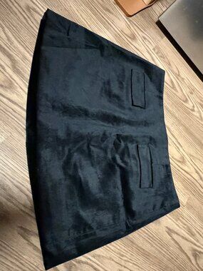 J Crew Black Velvet Skirt Front Pockets Size 12
